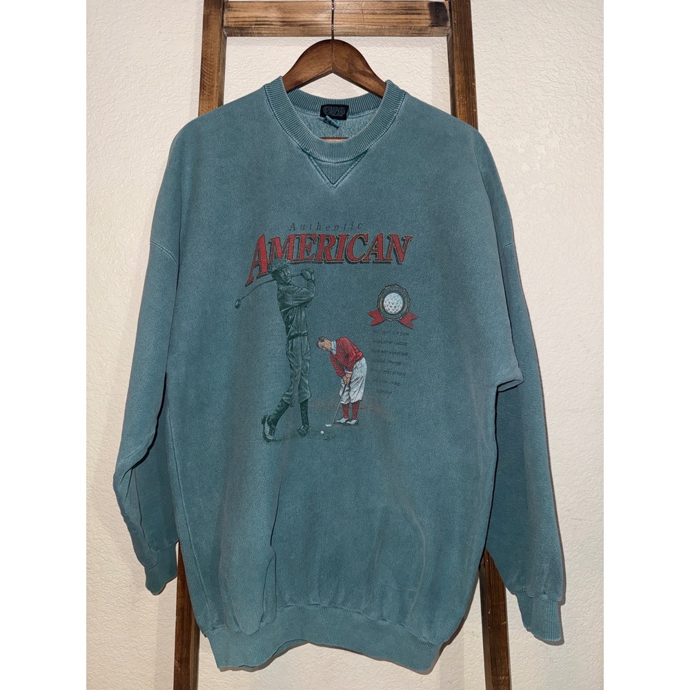 Vintage Sansegal Sportswear Golf Sweatshirt XL Teal Authentic American USA Made